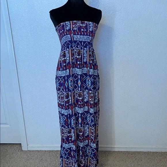 Forever 21 Strapless Maxi Dress - Blue and Red - Picture 6 of 7